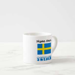 Taza De Espresso Suecia y bandera sueca con tu nombre