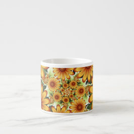 Taza De Espresso Sueño floral, arte fractal de flores abstractas mo