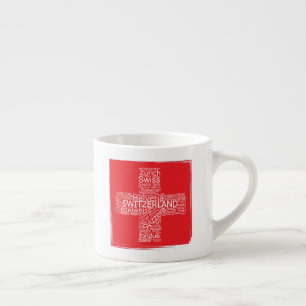 Taza De Espresso Suiza Bandera Word Cloud Vintage