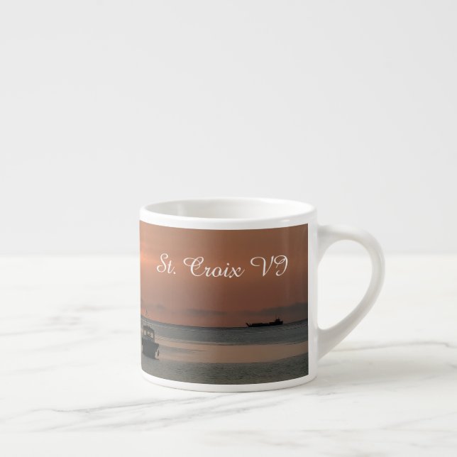 Taza De Espresso Sunset Sailing Boats Ocean Tropical Personalize (Derecha)