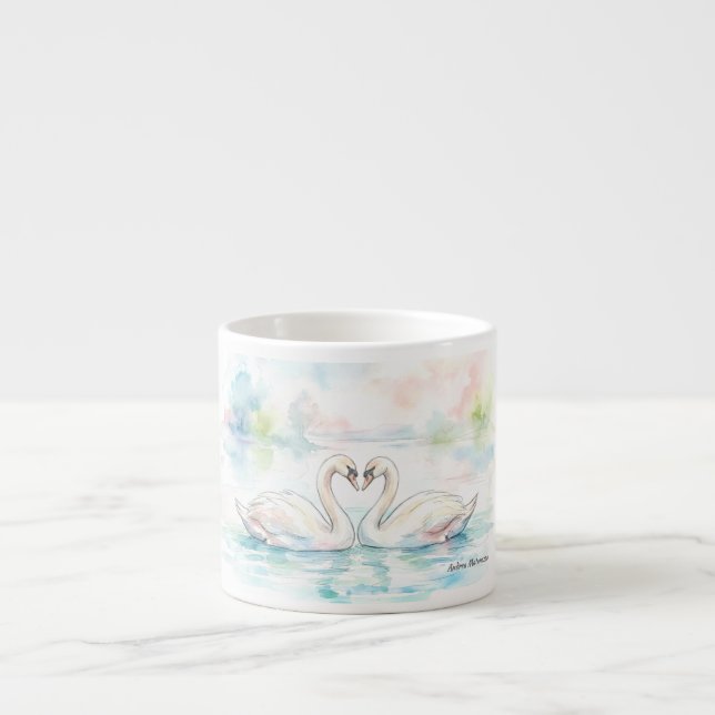 Taza De Espresso Swan Lovers - Valentine's Day (Frente)