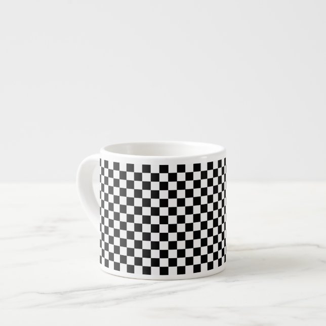 Taza De Espresso Tablero de ajedrez clásico blanco y negro de STayl (Izquierda)