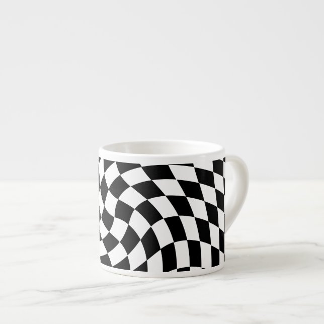 Taza De Espresso Tablero de cheques con alambre de blanco y negro (Derecha)