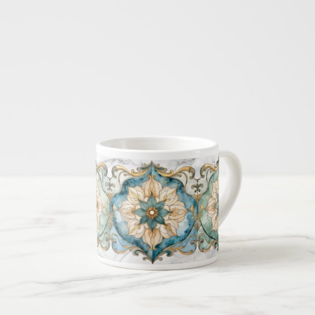 Taza de Espresso Tapiz Flor Cerúleo (Derecha)