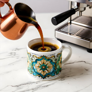 Taza de Espresso Tapiz Flor Cerúleo