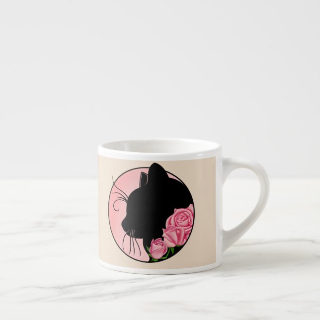 Taza De Espresso Tasse Expresso Black cat and roses (Derecha)
