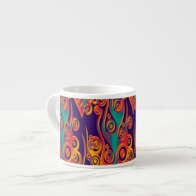 Taza De Espresso Tattoo Pattern Art - llamas y círculos (Izquierda)