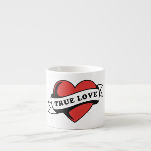 Taza De Espresso Tatuaje de corazón de amor verdadero   Diseño de r