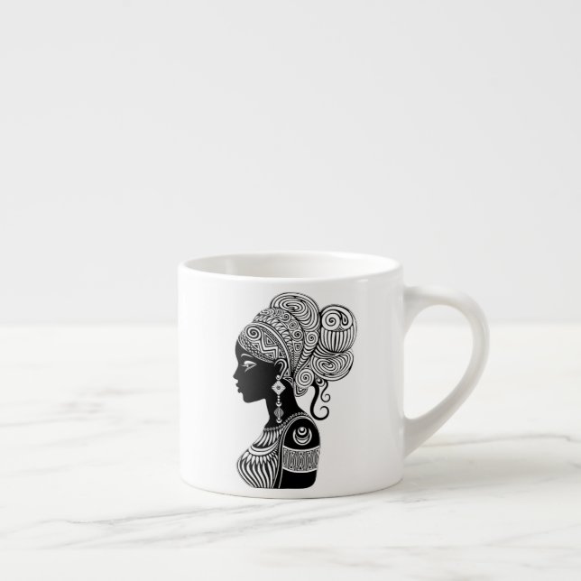 Taza De Espresso Tatuaje tribal de retrato Chica africano (Derecha)