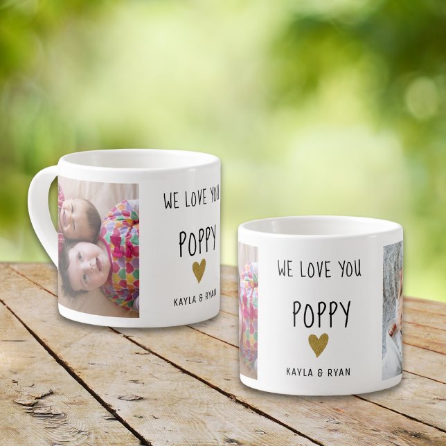 Taza De Espresso Te queremos a tu amapola a Collage de fotos abuelo (Subido por el creador)