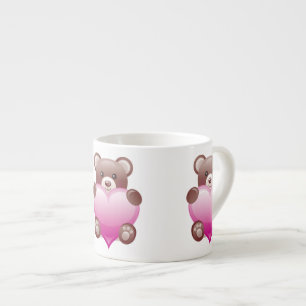 Taza De Espresso Teddy Bear Valentine Heart