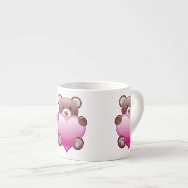 Taza De Espresso Teddy Bear Valentine Heart (Derecha)