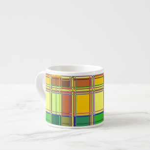 Taza De Espresso Tela Colorida Caribeña Madras Tartán