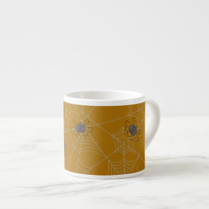 Taza De Espresso telaraña y calabazas de Halloween