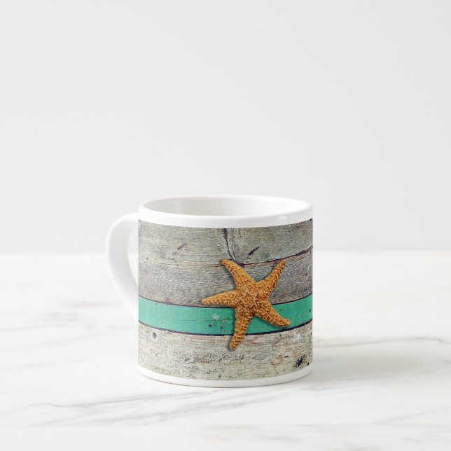 Taza De Espresso Tema de la playa Starfish Boda Rustic (Izquierda)