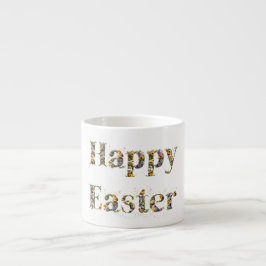 Taza De Espresso texto decorativo Feliz Pascua Pollitos