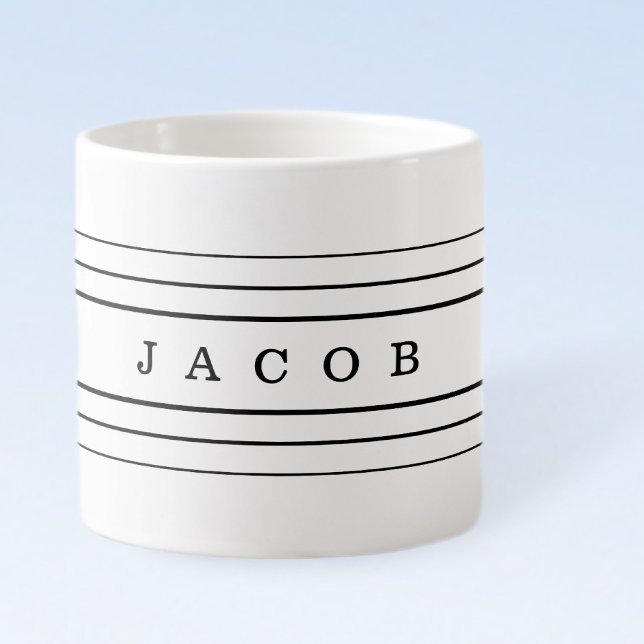 Taza De Espresso Texto Personalizado y franjas modernas | Blanco y  (Subido por el creador)