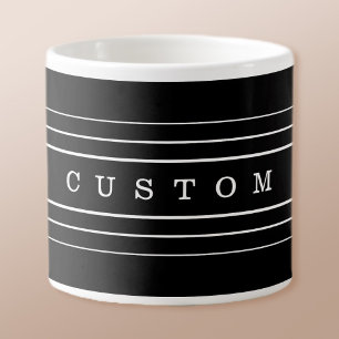 Taza De Espresso Texto Personalizado y franjas modernas Blanco y