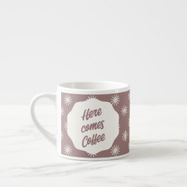 Taza De Espresso Texto vintage y copos de nieve en marrón