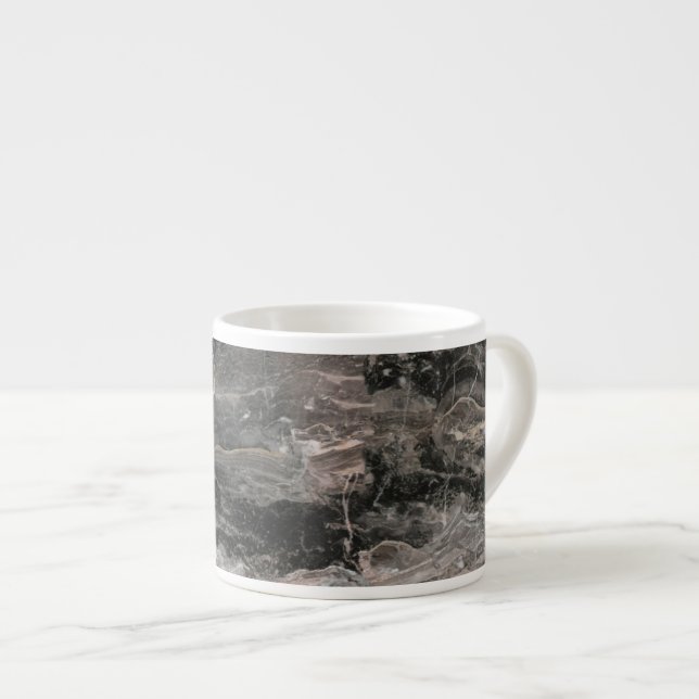 Taza De Espresso Textura De Mármol Negro Y Gris (Derecha)
