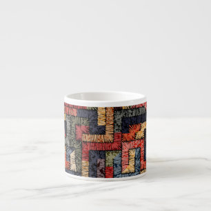 Taza De Espresso Textura geométrica bordada, étnica