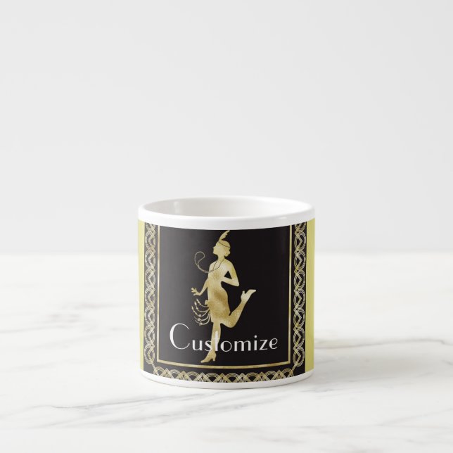 Taza De Espresso Thunder_Cove, Chica de Flapper de 1920 (Frente)