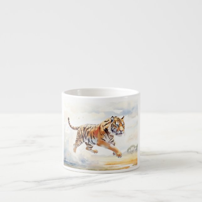 Taza De Espresso Tigre en acción 2 (Frente)