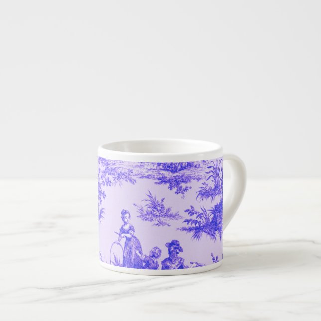 Taza De Espresso Tile de jouy azul y blanco elegante (Derecha)