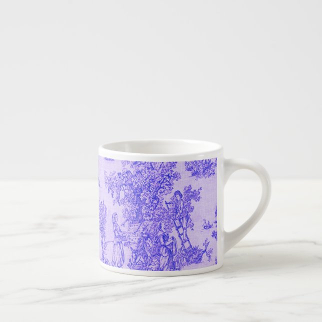 Taza De Espresso Tile de jouy azul y blanco elegante (Derecha)