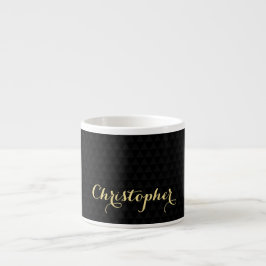 Taza De Espresso Tipografía Dorada Falsa Negra Elegante Moderna y d