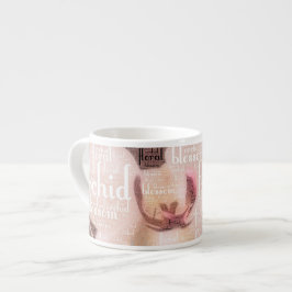 Taza De Espresso Tipografía en la nube de palabras de Orquídea, Flo