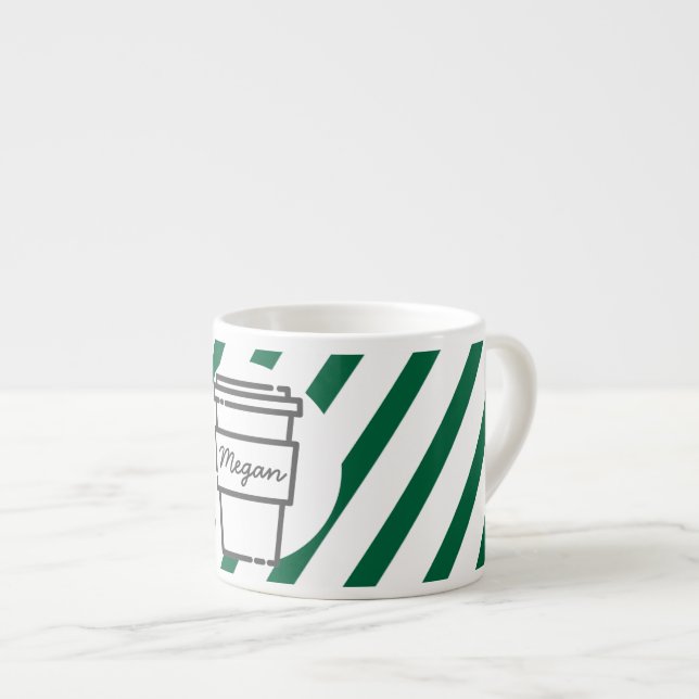 Taza De Espresso Tirada verde personalizada de la copa de café (Derecha)