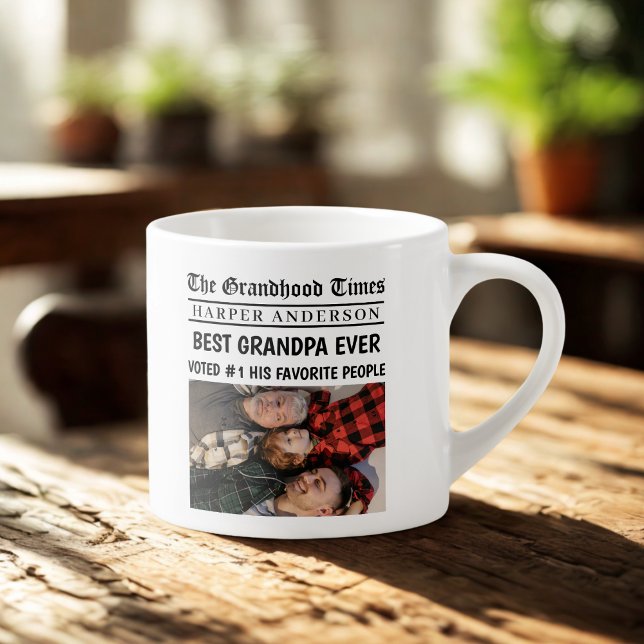 Taza De Espresso Titular del Mejor Periódico Fotográfico Del Abuelo (Subido por el creador)