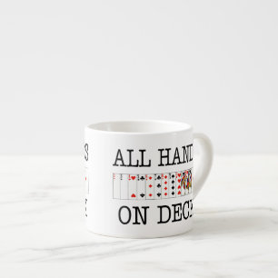 Taza De Espresso Todas las manos en naipes de la cubierta
