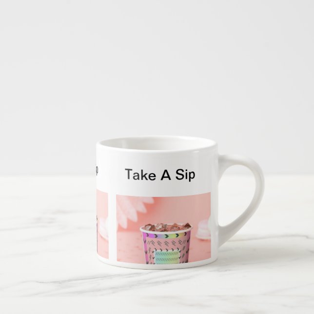 Taza De Espresso Tomar Un Soplido Rosa (Derecha)
