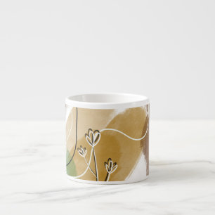 Taza De Espresso Tono de la Tierra del Abtracto Botánico