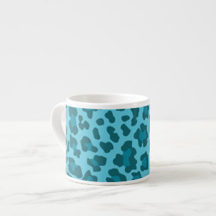 Taza De Espresso Tonos de impresión de leopardo de azul