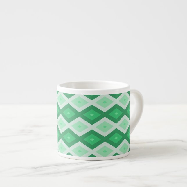 Taza De Espresso Tonos de patrón de diamante verde (Derecha)