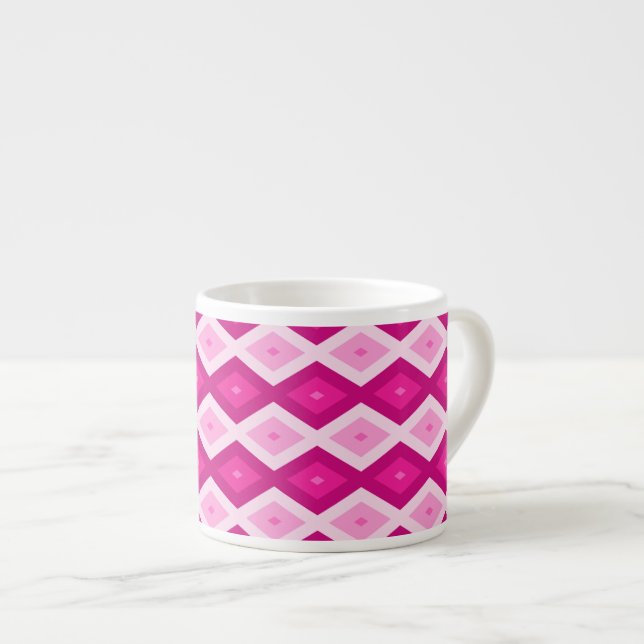 Taza De Espresso Tonos del patrón de diamantes de fucsia (Derecha)