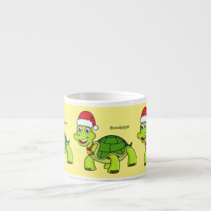 Taza De Espresso Tortuga linda y feliz con sombrero de Santa