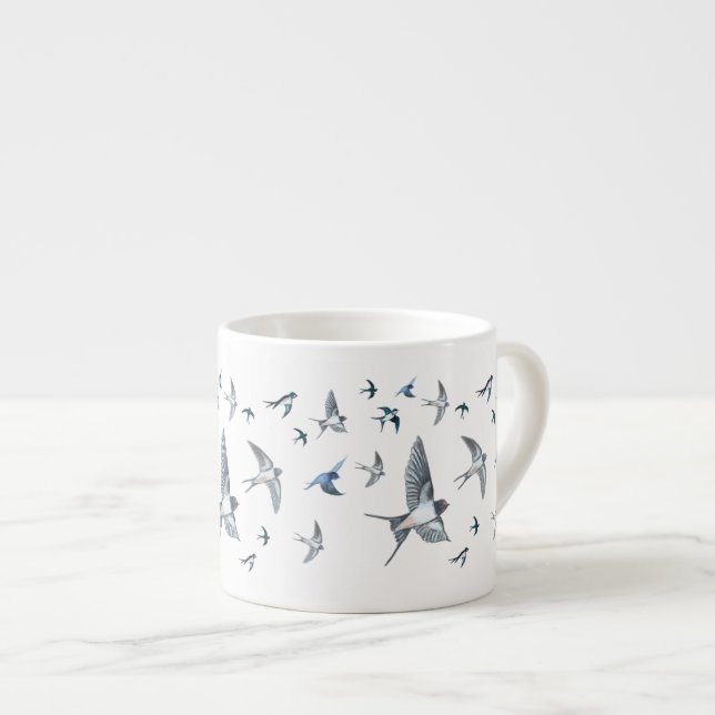 Taza De Espresso Tragar aves en Ilustracion de vuelo (Derecha)