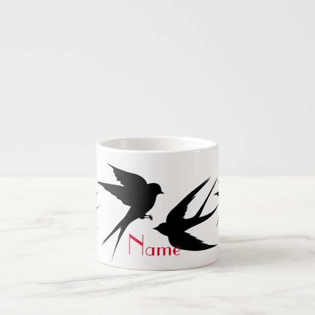 Taza De Espresso Tragar pájaros Silhouettes Thunder_Cove  (Frente)