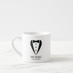 Taza De Espresso Traje de Esmoquin Negro para Boda Personalizado pa