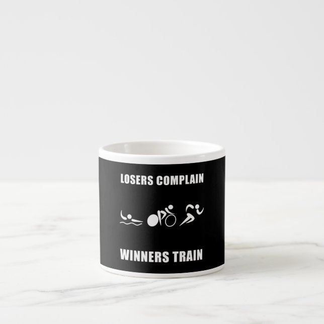 Taza De Espresso Tren de los ganadores del Triathlon (Frente)