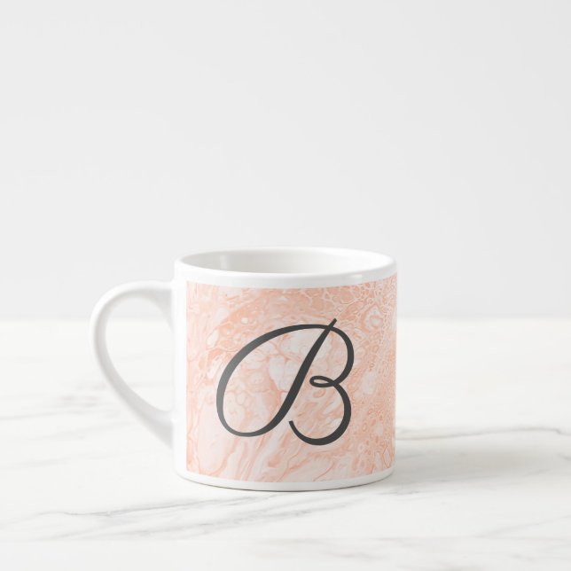 Taza De Espresso Trendy Beige Swirls | Monograma (Izquierda)