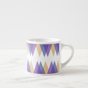 Taza De Espresso Triángulos morados, azules y amarillos