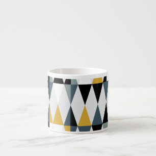 Taza De Espresso Triángulos: Patrón Geométrico Vintage Moderno.