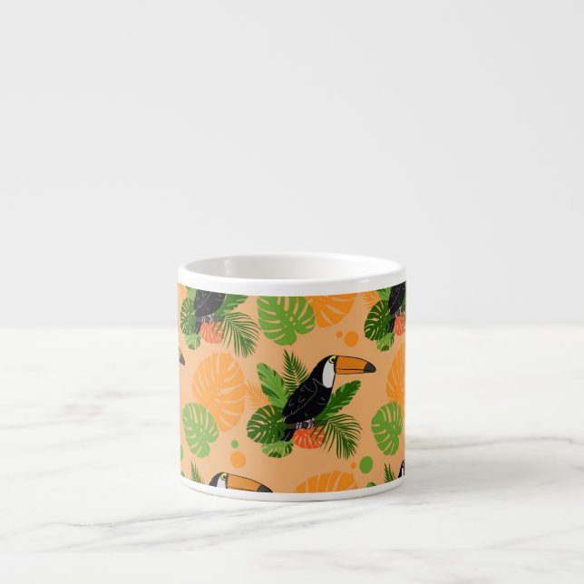 Taza De Espresso Trópico Toucan Bird Seamless Pattern (Frente)