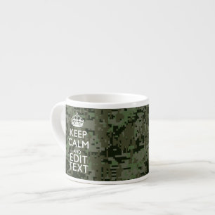 Taza De Espresso Tu texto Camuflaje Digital Olive Green Keep Calm