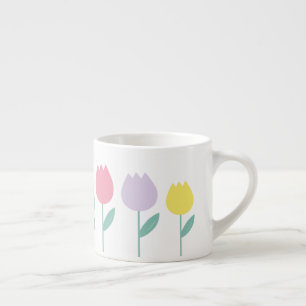 Taza De Espresso Tulipanes bonitos de primavera floral pastel